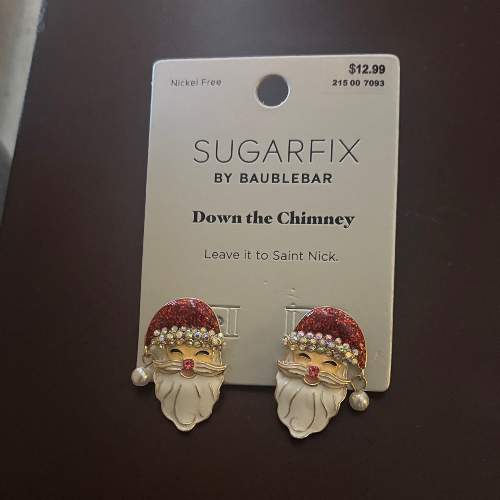 BaubleBar Santa Earrings - Red and Gold